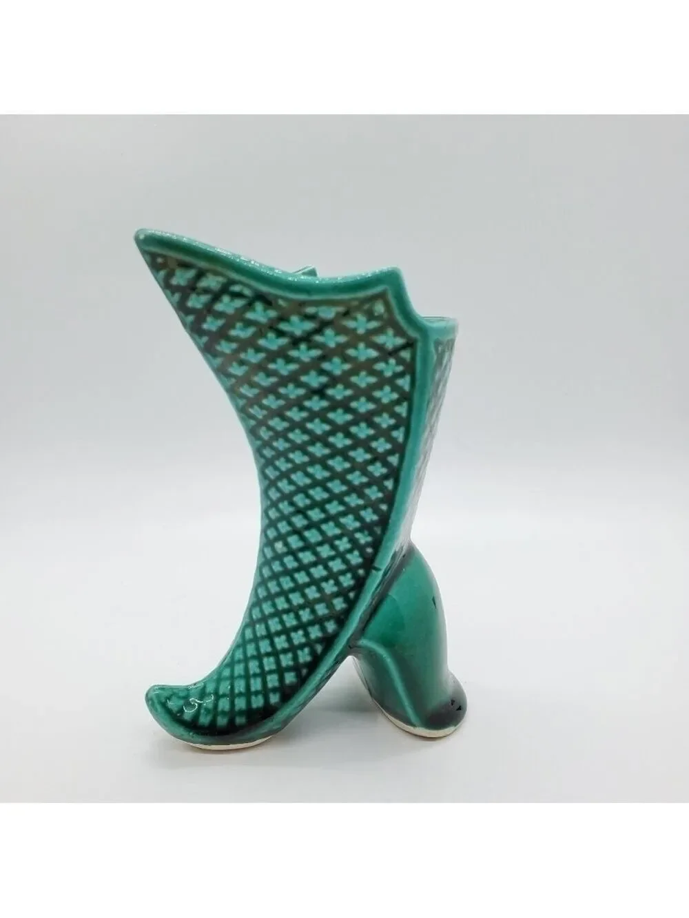 Vintage Green made in Japan mini heeled boot vase